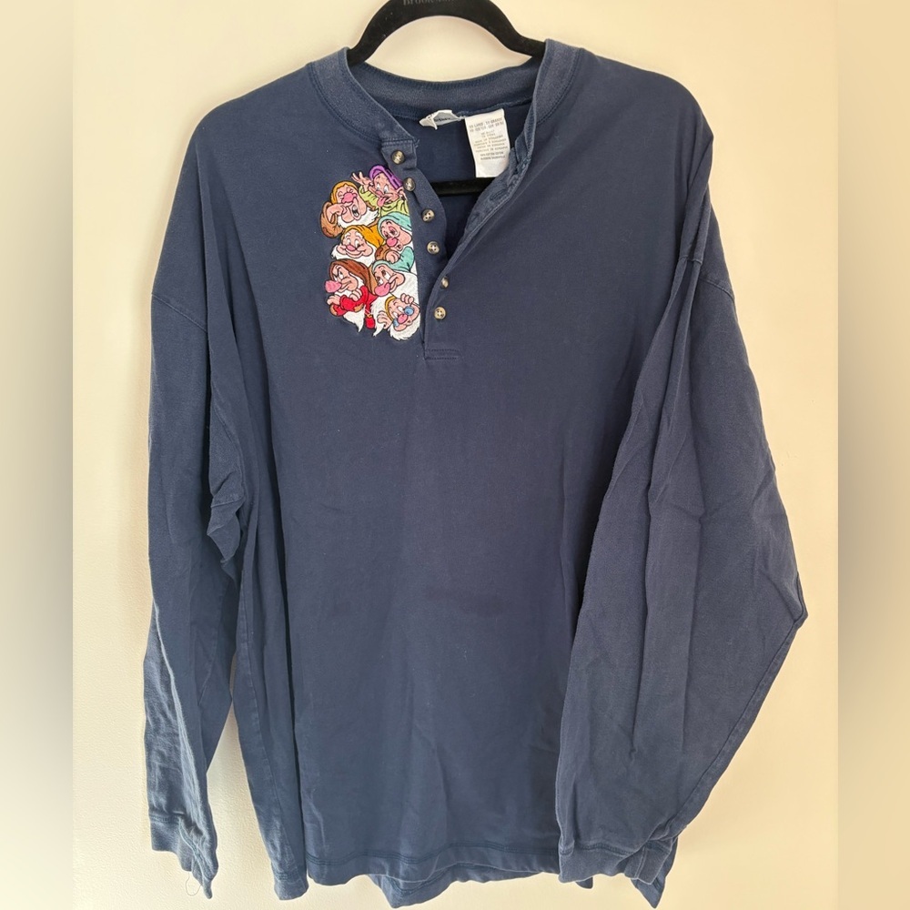 Disney Vintage 90’s Embroidered Seven Dwarves Snow White Navy Men’s XXL Shirt